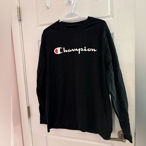 Champion: Unisex Long-Sleeve Black Tee